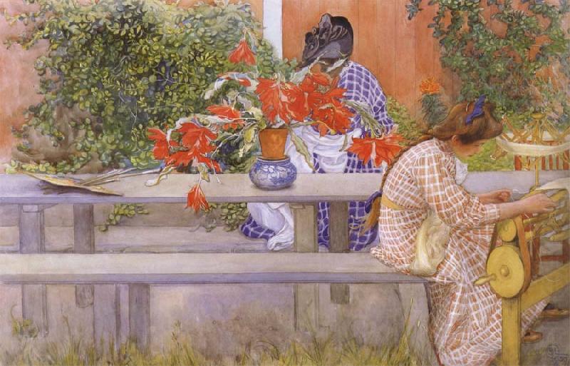 Karin and Brita with Cactus, Carl Larsson